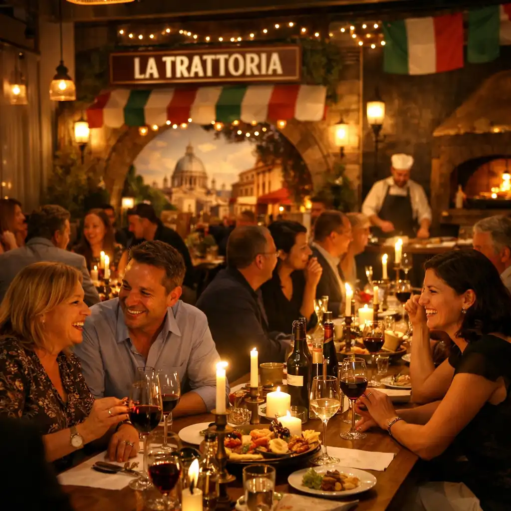 Atmosférický tematický večer v restauraci Společná Chvíle se svíčkami a hosty u stolů